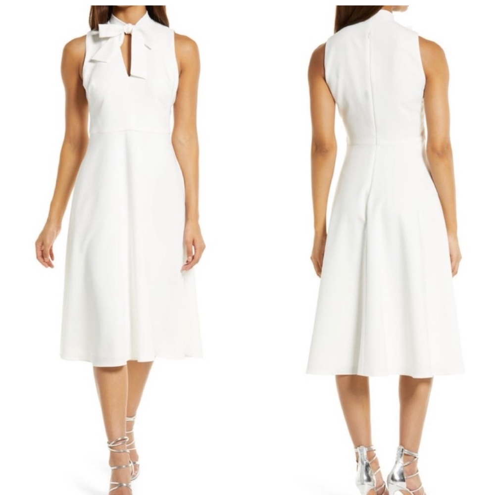 Black Halo Carolina Midi Dress White
